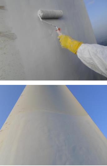 對(duì)維修好的葉片刷漆、厚度控制在200um左右。